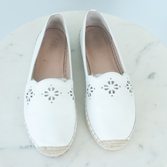 Kate Spade White Leather Gillian Espadrille Flats Slip On Shoes - Picture 7 of 12